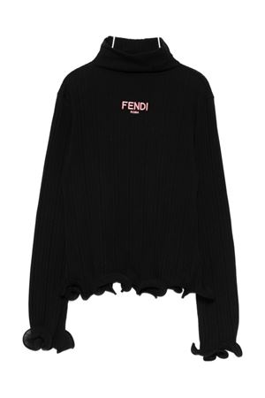tshirt in cotone nero FENDI KIDS | JFI389AYMIF0GME